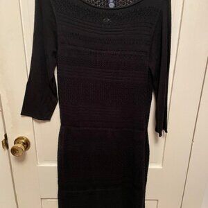 NWT Chaps Sheer Lace Sheath Dress Women's L Black Lined
